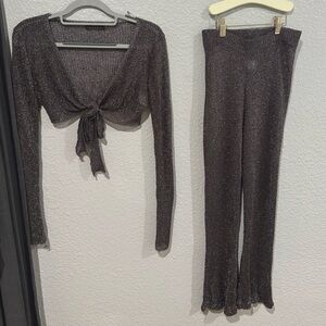 Chic Metallic Knit Women's Jumpsuit